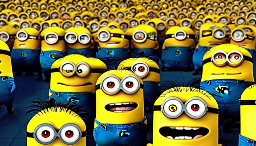 Image similar to fight!! club!!!!, fight!! club!!!! ((((the minions)))), movie still, directed by David fincher