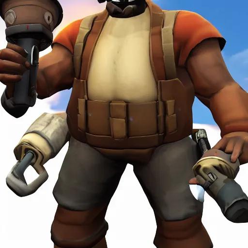 Image similar to demoman from team fortress 2 laughing at the camera