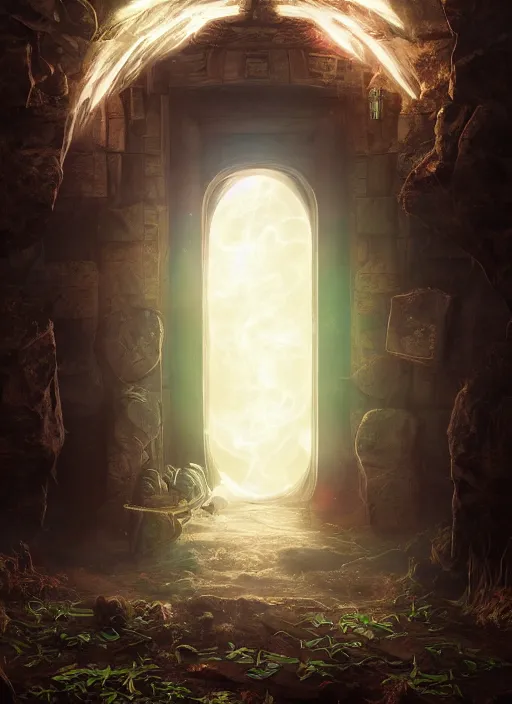 Image similar to An epic fantasy comic book style portrait painting of a laser Shipibo textile doorway to eternity, unreal 5, DAZ, hyperrealistic, octane render, cosplay, RPG portrait, dynamic lighting
