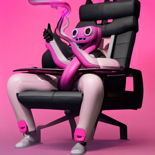 Prompt: a pink squid sitting in a comfortable armchair while playing videogames, digital art, trending on artstation, cgsociety, octane render, RPG portrait, dynamic lighting, fantasy art, hyperrealistic