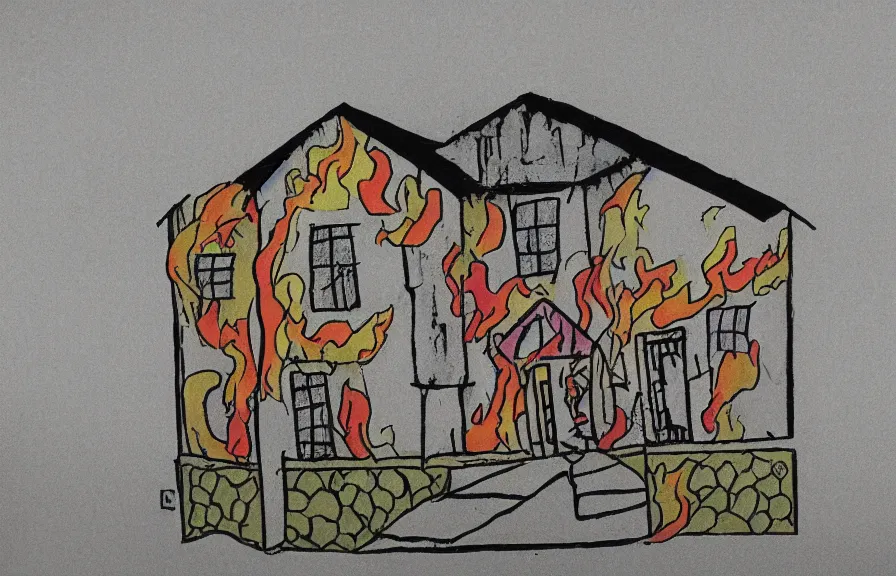 Image similar to house on fire, drawn in microsoft paint