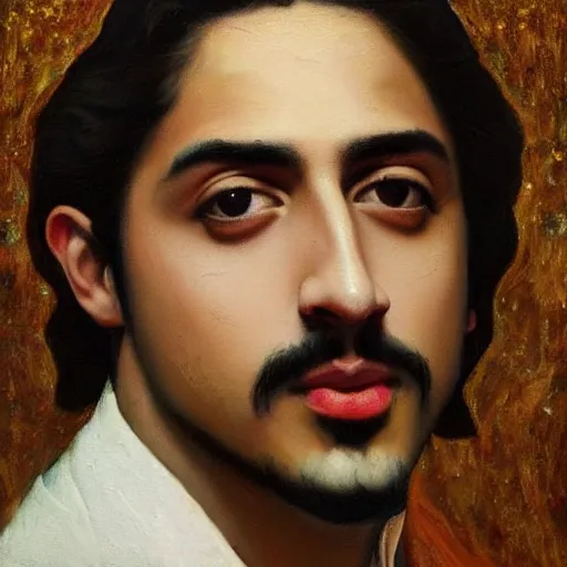 Image similar to Oil painting of the handsome Avan Jogia with angel wings, naturalism, dramatic lighting, high-detailed oil painting by Ilya Repin, Michelangelo da Caravaggio, William Blake, Alex Grey and Beksinski, trending on Artsatio, masterpiece, 4k, 8k,