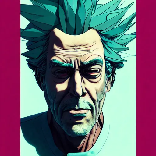 Prompt: 9 5 5 5 rick sanchez portrait by and james jean and katsuhiro otomo and erik jones, inspired by ghost in the shell anime, fine face features, intricate high details, sharp, ultradetailed, 3 d octane render