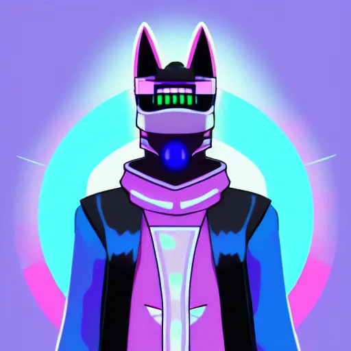 Image similar to furaffinity synthwave themed protogen fursona OC