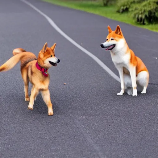 Prompt: photo of a real life ssj2 shiba inu shooting a kamehameha