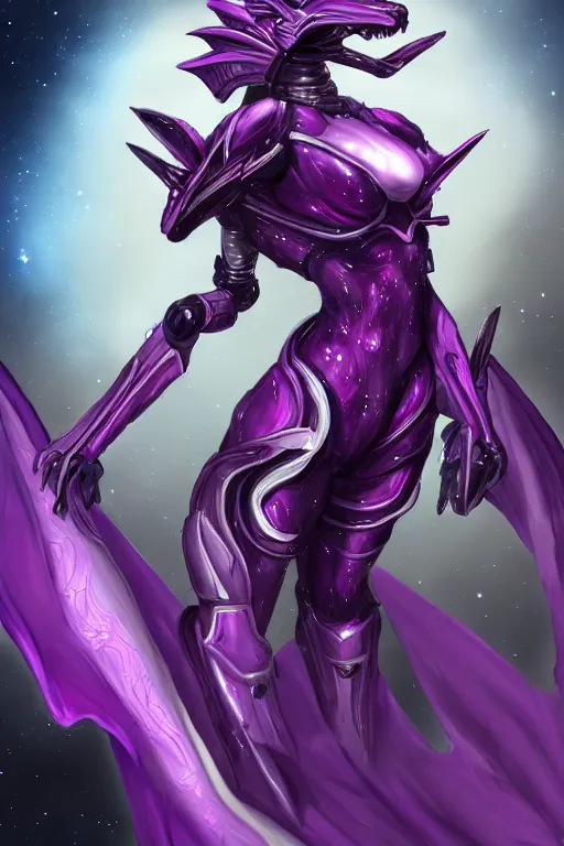 Prompt: galactic hyperdetailed elegant beautiful stunning exquisite giantess anthropomorphic sexy hot mecha female dragon goddess, purple body, purple metal ears, sleek eyes, smooth purple skin, sleek purple armor, bigger than galaxy, epic proportions, epic scale, epic size, detailed warframe, furry, dragon art, goddess, giantess, furaffinity, octane