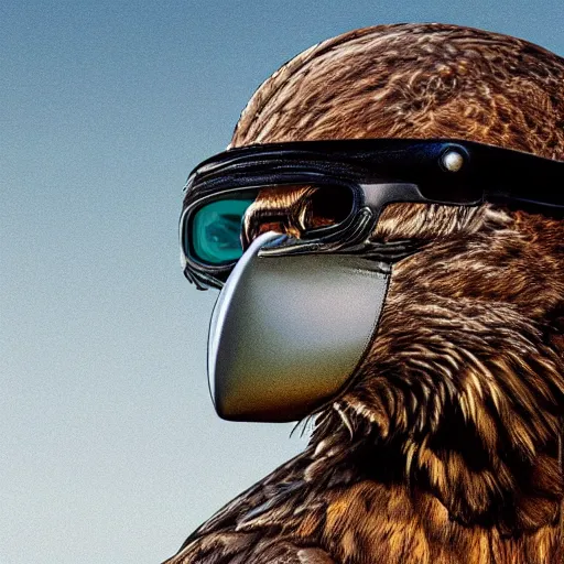 Image similar to a buzzard wearing a fighter pilot helmet, hyper - realistic, hyper - detailed, 4 k