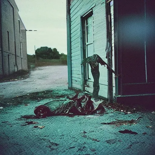 Image similar to “zombie apocalypse photography, various subjects, cinestill 800t, in the style of William eggleston”