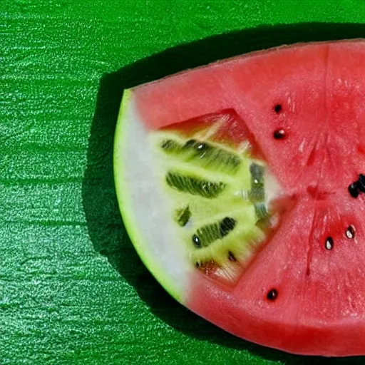 Image similar to a slice of water melon with the face of mel gibson