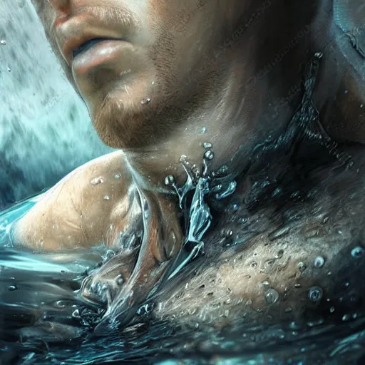 Prompt: photorealistic shockingly amazing portrait of guts from berserk submerged in water extremely detailed, made by wlop and maxwell boas