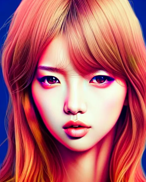 Image similar to richly detailed color illustration of lalisa illustrated by artgerm and mina petrovic and timothy kong and marina federovna. 3 d shadowing, eyes closed!!!