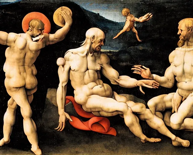 Image similar to The Creation Of Adam by Michelangelo painting by Hieronymus Bosch