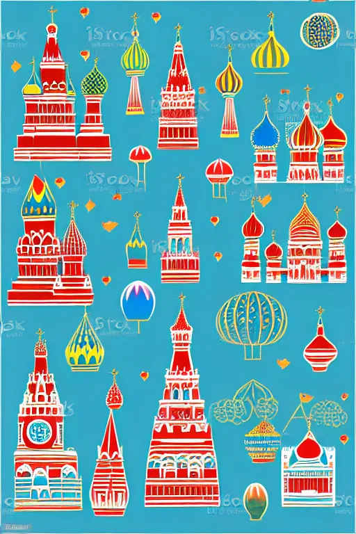 Image similar to minimalist boho style art of colorful moscow, illustration, vector art