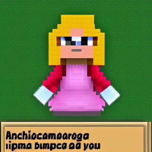 Prompt: an in-game screenshot of Adele as Princess Peach in Minecraft