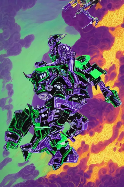 Image similar to portrait of cowboy johnny cash as purple green optimus prime power ranger from transformers surfing tonic stimulant fluids on air guitar zord UFO hoverboard, intricate, highly detailed, smooth, artstation, digital illustration by Lisa Frank and Ruan Jia and Mandy Jurgens and Artgerm and Wayne Barlowe and Greg Rutkowski and Zdislav Beksinski