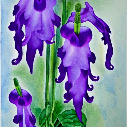 Prompt: Campanula medium, by Georgia O'keeffe, illustration, watercolor, Artstation