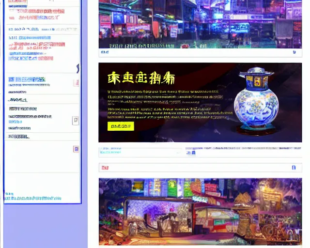 Image similar to old ancient chinese website full of spam. internet explorer window is glitching out. mum wtf | vapor wave ancient chinese website full of money. get rich now