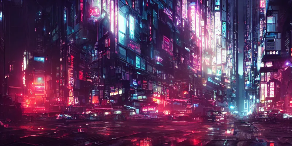 cyber town district by liam wong dramatic lighting, | Stable Diffusion ...