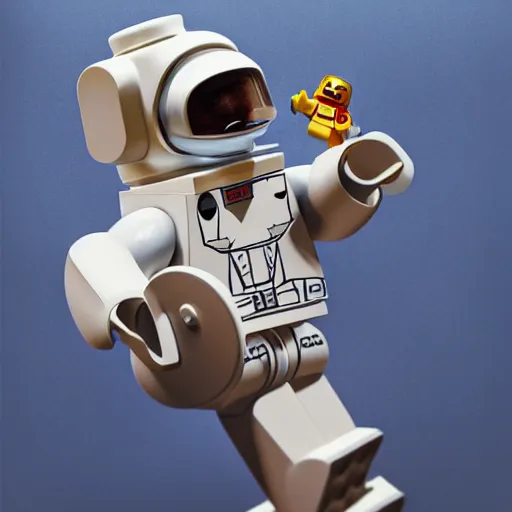 Image similar to lego astronaut playing with a dog by goro fujita, realism, sharp details, cinematic, highly detailed, digital painting,