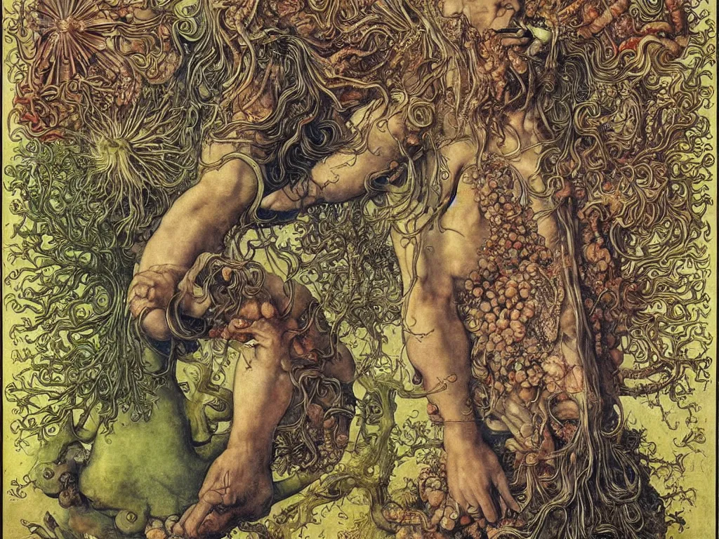 Prompt: Gods of the lungs. Painting by Lucas Cranach, Moebius, Ernst Haeckel