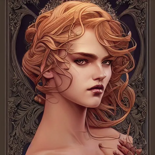 Image similar to a beautiful detailed front view portrait of a woman with ornate growing around, ornamentation, sculpture, elegant, luxury, beautifully lit, artgerm, joshua middleton comic cover art,