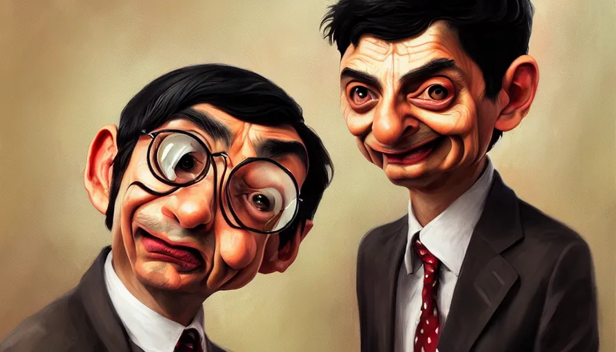 Image similar to artwork of mr beans by ross tran, by anato finnstark, brush strokes, 4 k resolution