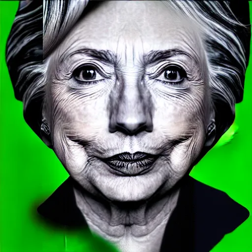 Image similar to the face of hillary made out of spinach, by artgerm, wlop. vastly enriched image quality. lucidly vivid. iridescentally detailed. extremely elegant and beautiful.