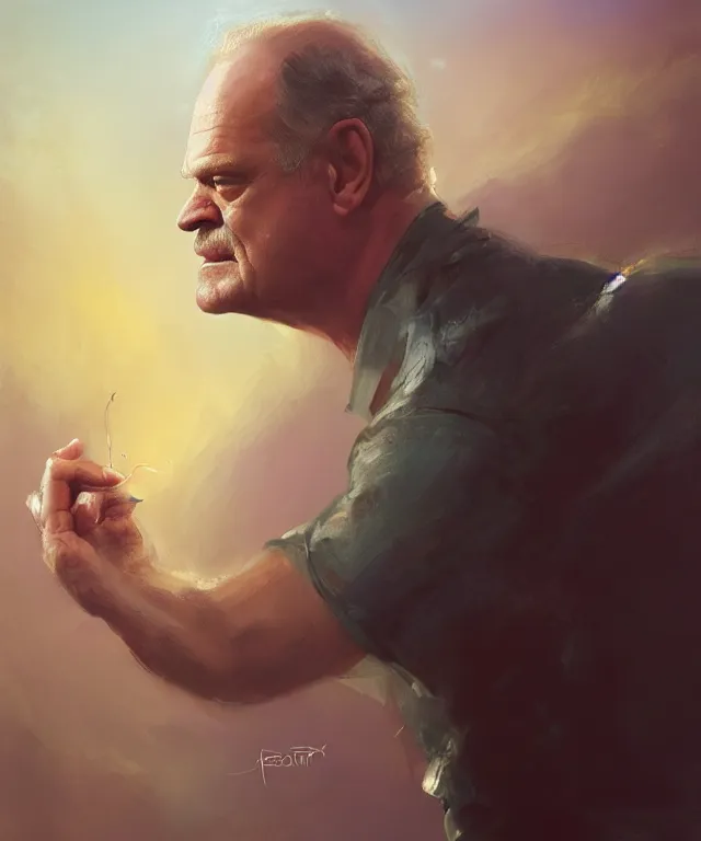 Image similar to kelsey grammer, cinematic, making tossed salad, visibly angry, elegant, highly detailed, digital painting, artstation, smooth, hard focus, illustration, art by jessica rossier and and brian froud