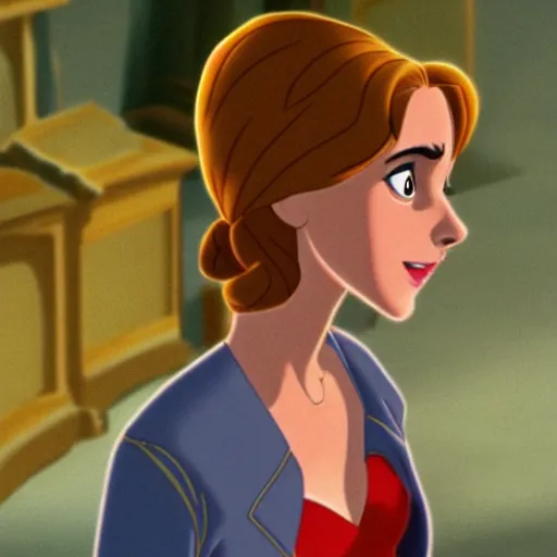 Prompt: emma watson in anastasia, don bluth animation, film still