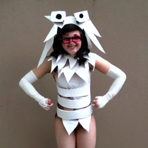 Image similar to creative costume made with toilet paper