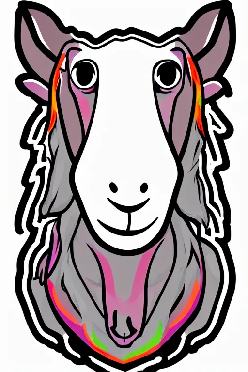Prompt: Portrait of a goat in anime style, anime, sticker, colorful, illustration, highly detailed, simple, smooth and clean vector curves, no jagged lines, vector art, smooth