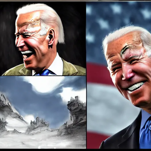 Image similar to joe biden doing funny facial expressions, dramatic lighting, cinematic, establishing shot, extremly high detail, photorealistic, cinematic lighting, artstation, style by James Gurney