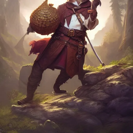 Prompt: friendly corgi bard, d & d character art, fantasy, hyperrealistic, extremely detailed digital illustration, greg rutkowski, artgerm, trending on artstation, masterpiece, award - winning, 8 k