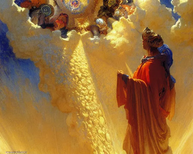 Image similar to the nine spheres of heaven from dante's divine comedy with lots of colours. highly detailed painting by gaston bussiere, craig mullins, j. c. leyendecker 8 k