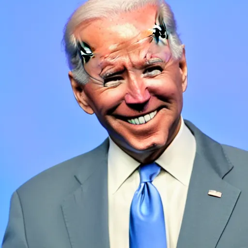 Prompt: blue joe biden with blue light blue skin blue