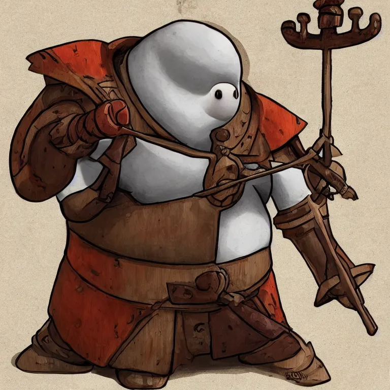 Image similar to a medieval fantasy baymax made out of wood and copper, digital art, trending on artstation