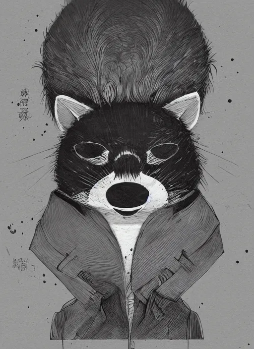 Prompt: a dramatic illustration portrait of an anthropomorphic raccoon mob boss, by posuka demizu, by stephen gammell, by victo ngai, by george ault, in the style of animal crossing, artstation