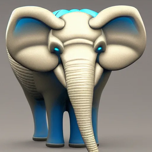 Image similar to futuristic cybertronic elephant, mechanical, blue tusks