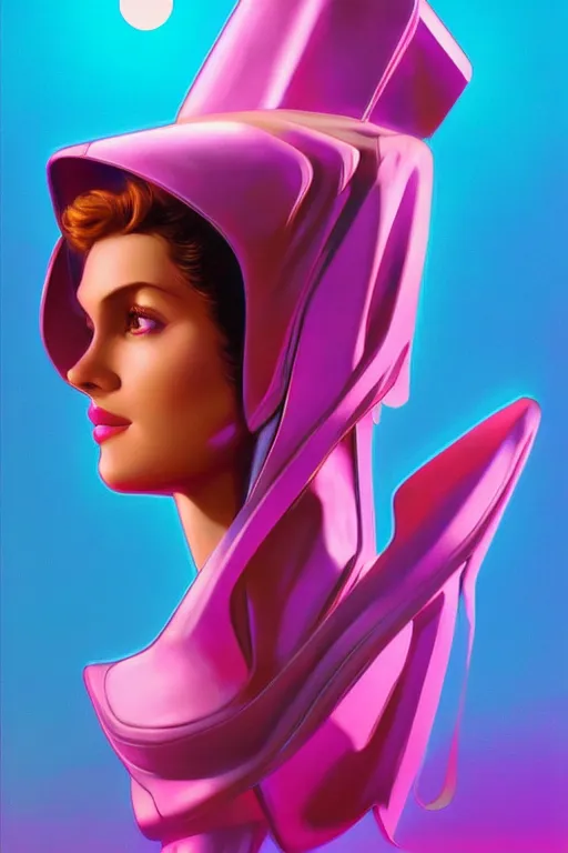 Image similar to 🧕🏽🛸, 8 0 s art deco, artstation, moebius + artgerm, hd,