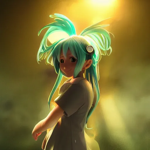 Prompt: Beautiful hatsune miku in real life, face centered portrait, Confident, fog, rain, volumetric lighting, beautiful, golden hour, sharp focus, ultra detailed, cgsociety by Leesha Hannigan, Ross Tran, Thierry Doizon, Kai Carpenter,Ignacio Fernández Ríos