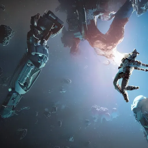 Image similar to hyperrealistic film still of ace ventura hiding in space, dead space, stunning 3 d render, inspired by istvan sandorfi & greg rutkowski & unreal engine, perfect symmetry, dim volumetric cinematic lighting, 8 k octane comprehensive render, extremely hyper - detailed, incredibly lifelike attributes, intricate, real flesh texture, masterpiece, artstation, stunning,