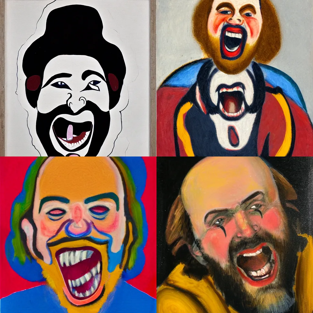 Prompt: expressionist portrait of max gawn laughing