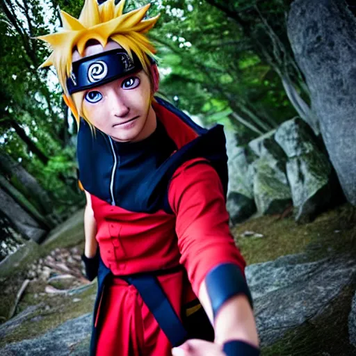 Image similar to naruto cosplay, cinematic