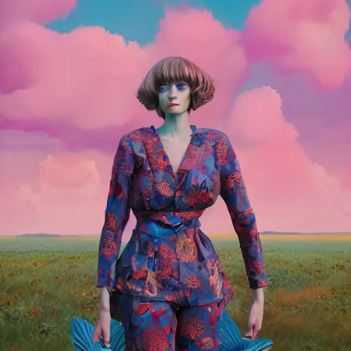 Prompt: pretty model with clouds : : by martine johanna and simon stalenhag and chie yoshii and casey weldon and wlop : : ornate, dynamic, particulate, rich colors, intricate, elegant, highly detailed, vogue, harper's bazaar art, fashion magazine, smooth, sharp focus, 8 k, octane render