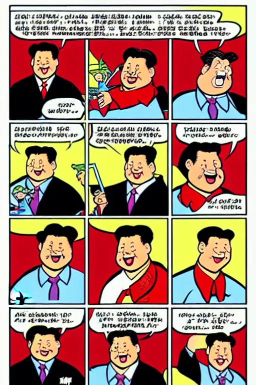 Image similar to xi jinping, in the style of dan decarlo, as drawn by dan decarlo for archie comics,