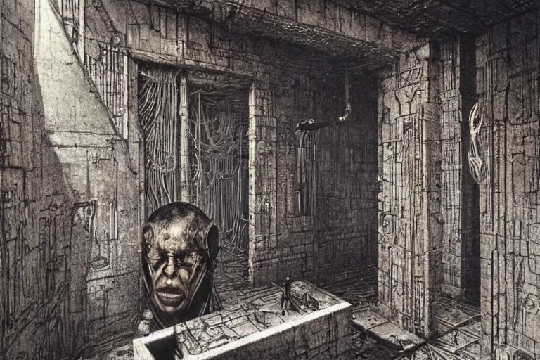 Image similar to salusa cecundus prison planet house corrino homeworld, by giger, dore, beksinski, retro sci - fi movie, highly detailed, photorealistic, 1 9 0 0 s photo