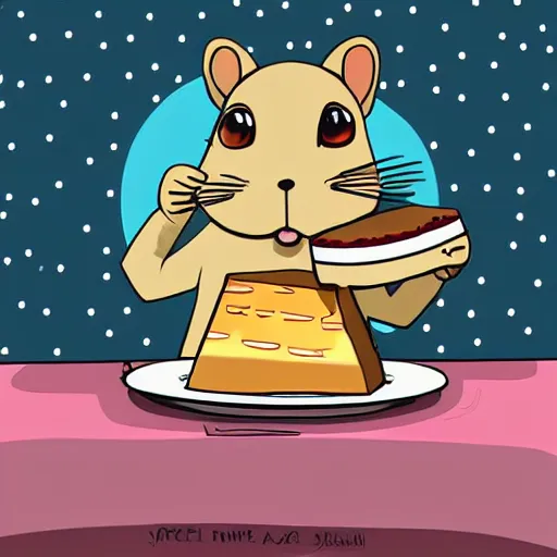 Prompt: a squirel in space eating a cheesecake, digital art