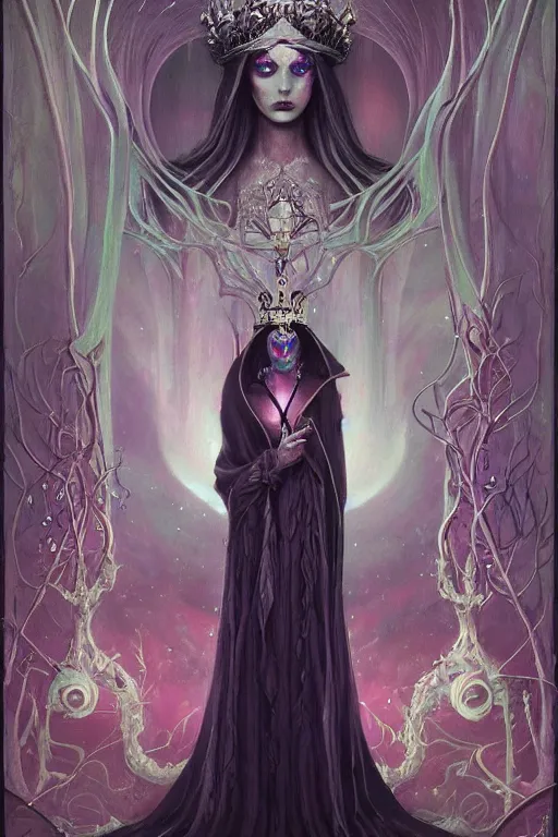 Image similar to jeweled Crown, other worldly, fairy necromancer court, bones, art nouveau, by Anato Finnstark, Tom Bagshaw, Brom