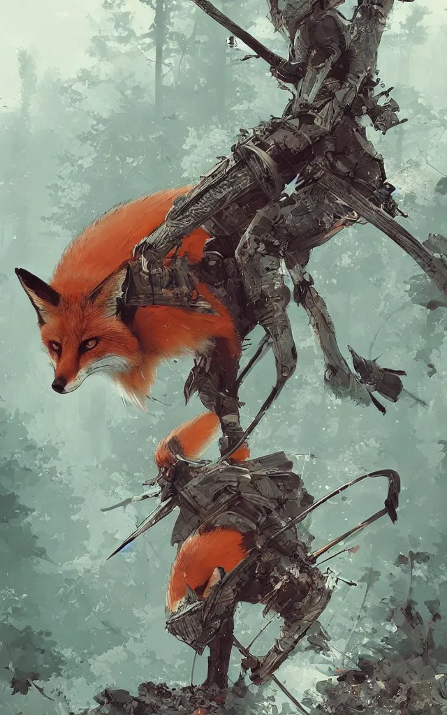 Image similar to very beauty fox samurai with a katana hyper detailed, insane details, intricate, elegant, by ismail inceoglu illustrated, fine details, realistic shaded, 8 k, art. sakura forest on background