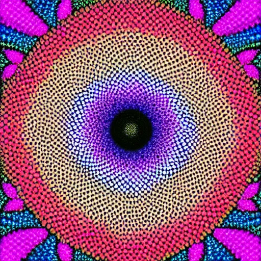 Image similar to flower optical illusion of infinite depth perspective pointillism style